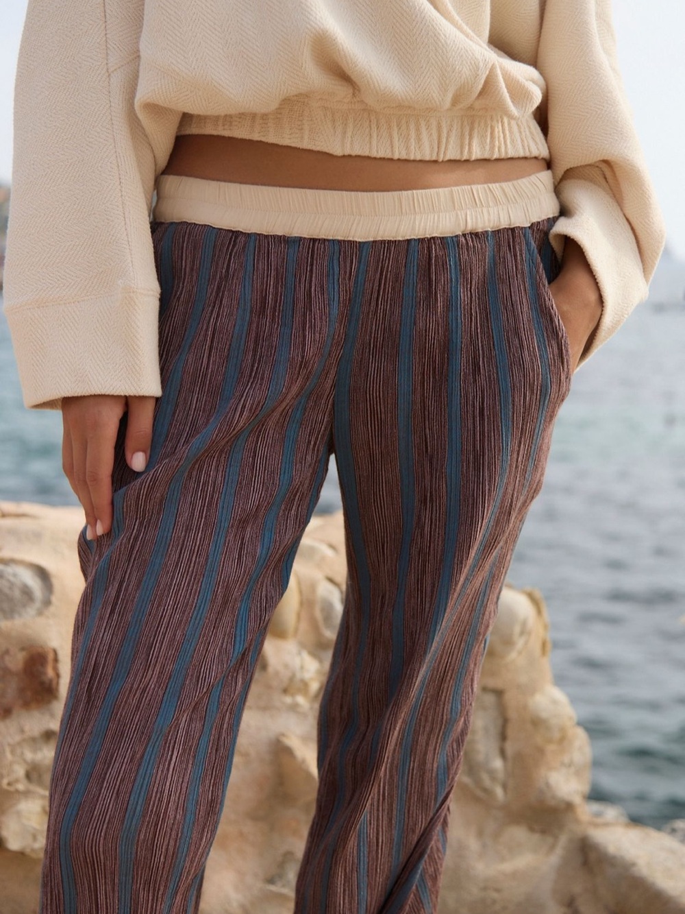 Free people bel striped flare pants size large - Picture 3 of 5